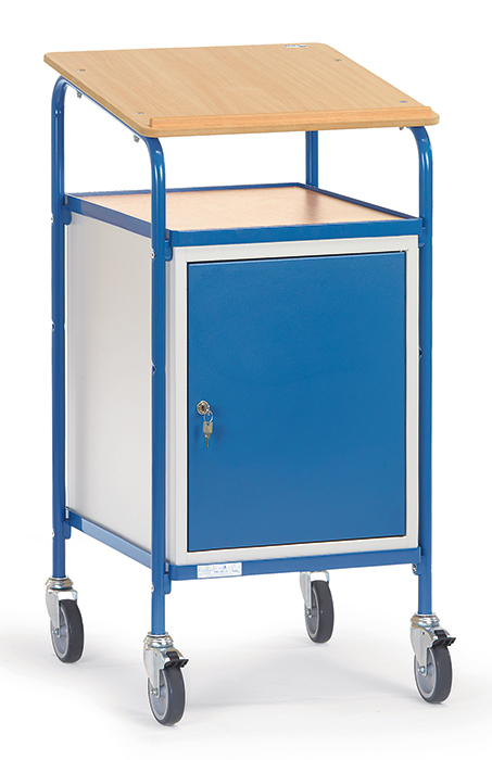 Rollpult mit Stahlschrank - geneigte Schreibfläche - Tragkraft 100 kg