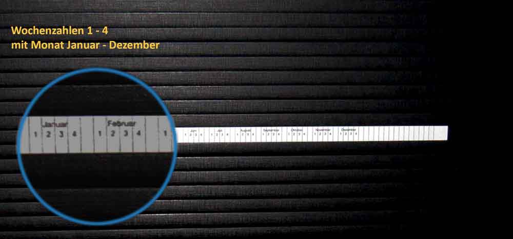 Skalen - 4 mm Strichabstand - für Planrecord-Stecktafel - 6 Ausführungen