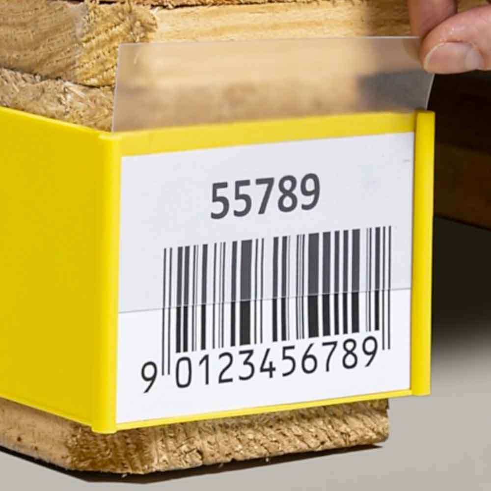 31-80-000-0-00-01-077-palettenspange-95eed5 Palettenspange - für Etiketten in DIN A7 und DIN A8 - in Gelb und Blau