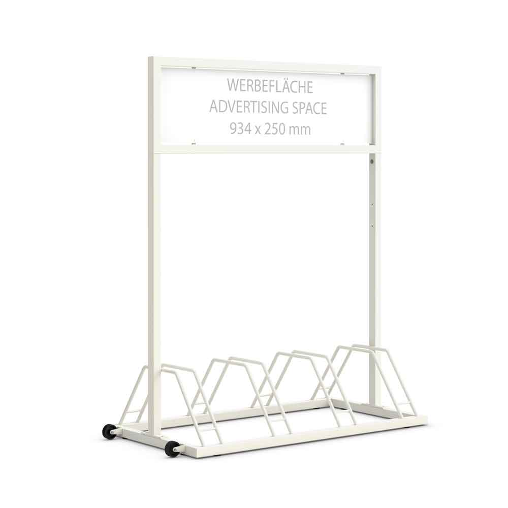 Werbefahrradständer EW 7004 - große Werbefläche - 4 Einstellplätze zweiseitig Werbefahrradständer EW 7004 - große Werbefläche - 4 Einstellplätze zweiseitig