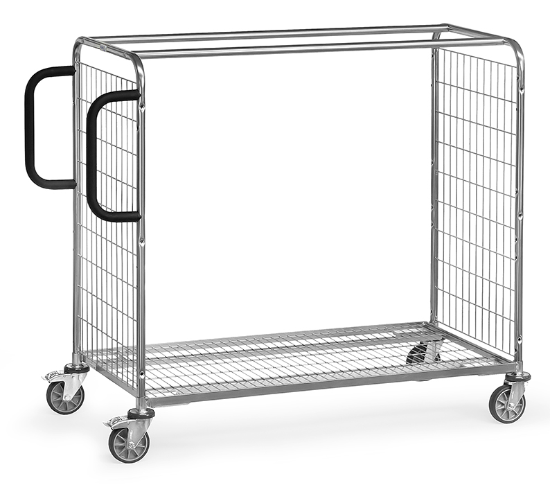 28102-5cc21c Kommissionierwagen - Stirnwände aus Drahtschweißgitter - Ladefläche L 1250 x B 610 mm - H 1225 mm