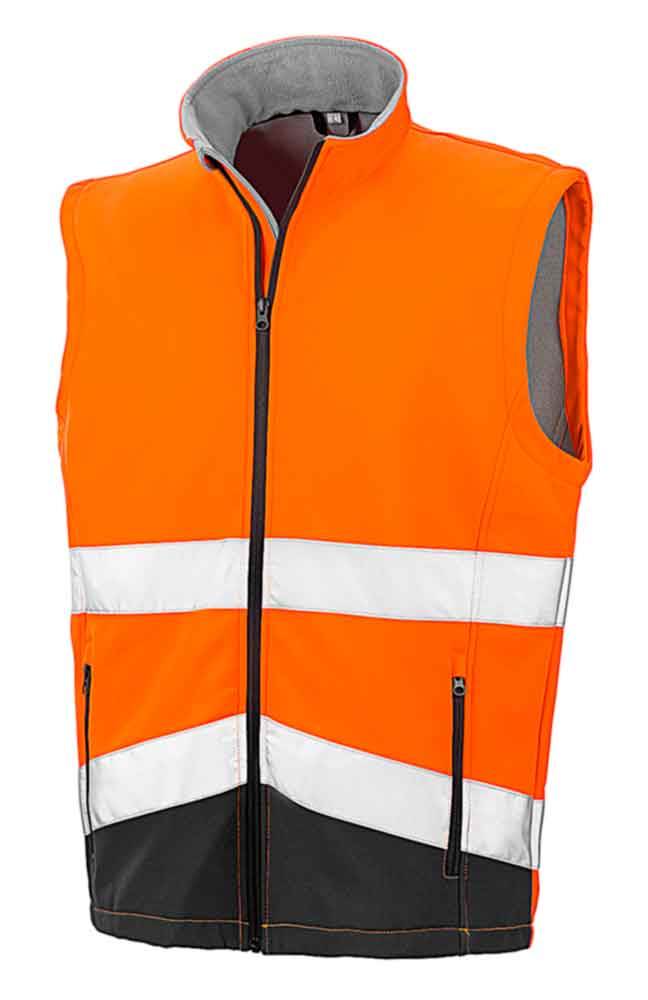 60-50-411-0-00-01-059-softshell-weste-vorne-orange-049e2c Sicherheits-Softshell-Weste - reflektierend - 2 Farben