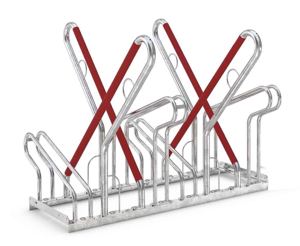 Fahrrad-Anlehnparker 2500 XBF - selbststehende Stahlkonstruktion - Radabstand 540 mm - 4-12 Einstellplätze zweiseitig Fahrrad-Anlehnparker 2500 XBF - selbststehende Stahlkonstruktion - Radabstand 540 mm - 4-12 Einstellplätze zweiseitig