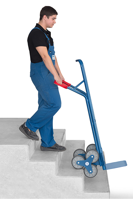 TK1325_fetra_treppenkarre_anwendung-de77ff Stahlrohr-Treppenkarre mit 2 dreiarmigen Radsternen - Schaufelbreite 320 mm - TPE-Bereifung