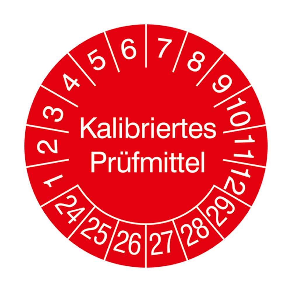 Prüfplakette auf Rolle - Kalibriertes Prüfmittel