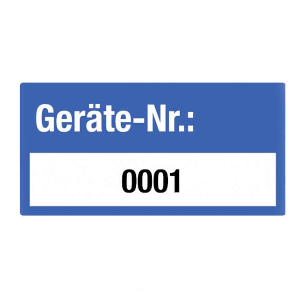 Inventar-Etikett - Geräte-Nr.: fortlaufend nummeriert - PVC-Folie auf Rolle