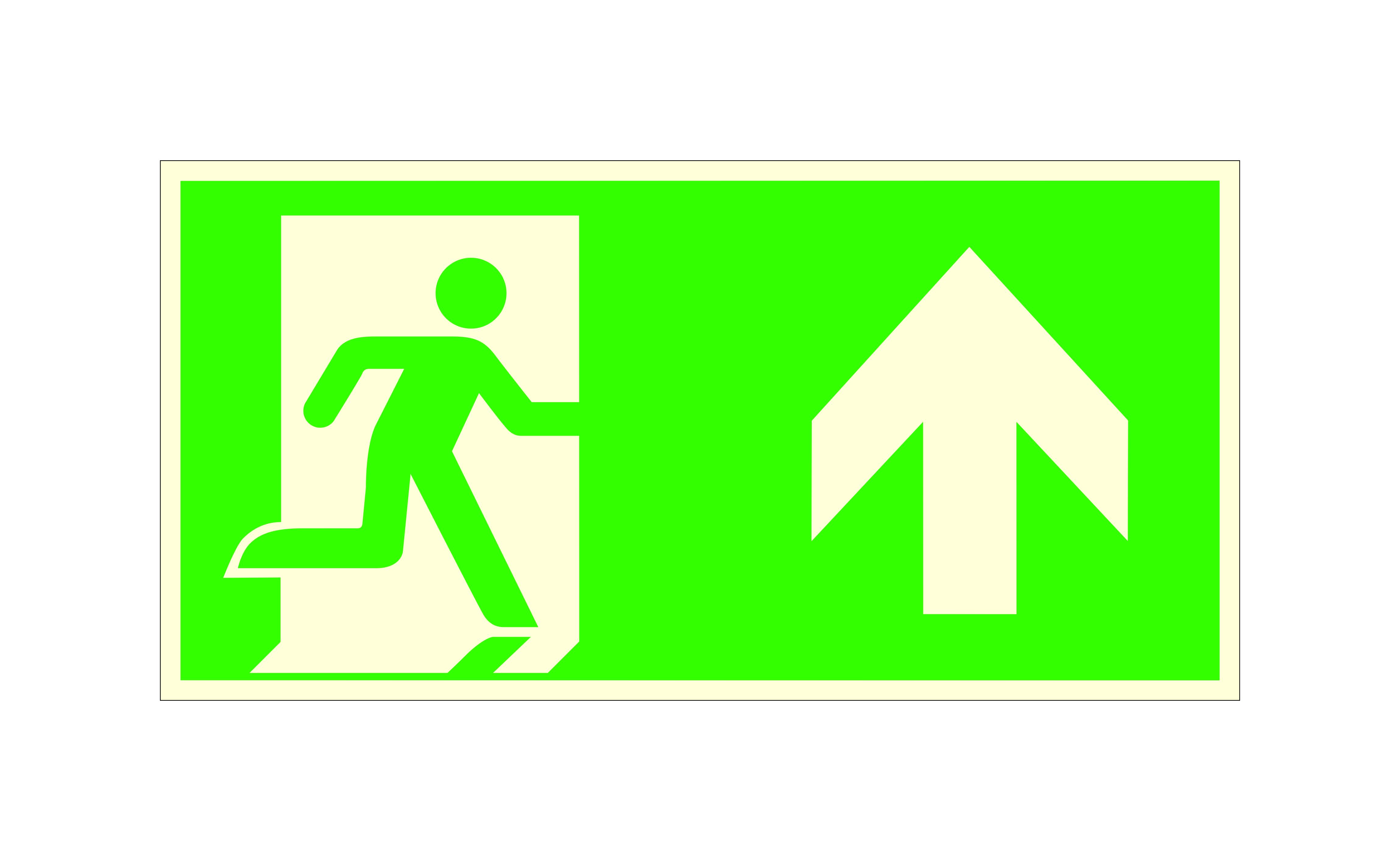 Fluchtwegschild - Notausgang rechts - aufwärts bzw. geradeaus - (Kombischild)