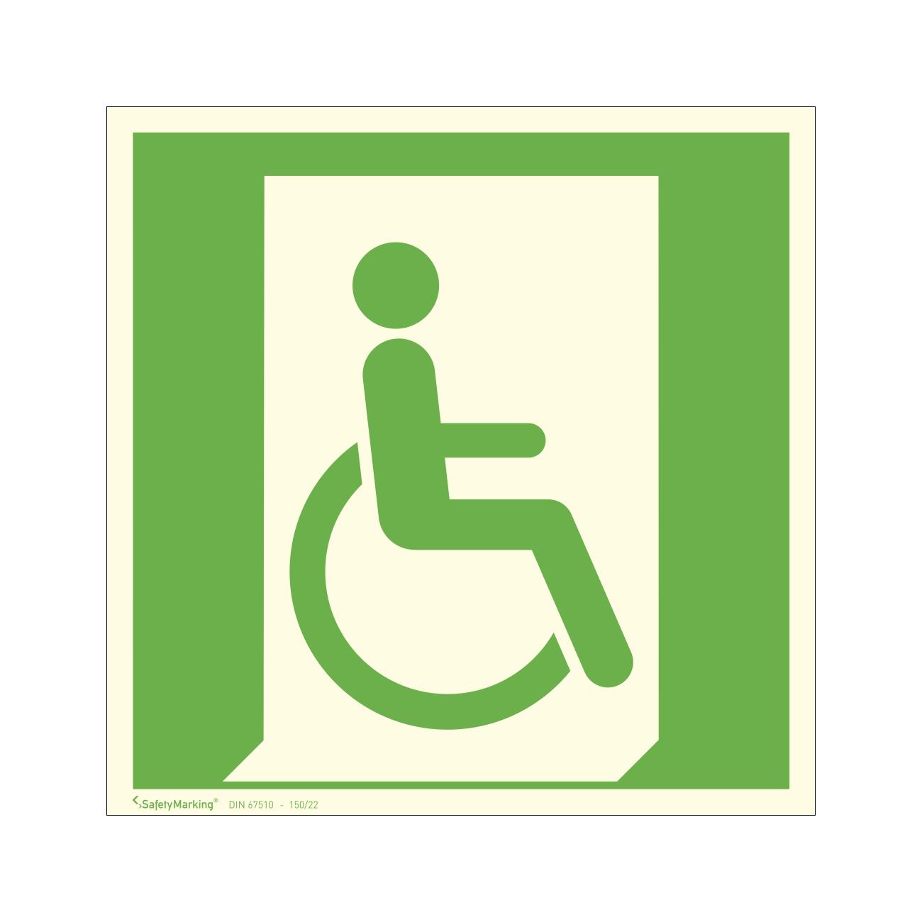 Fluchtwegschild - Notausgang für gehbeeinträchtigte Personen - rechts
