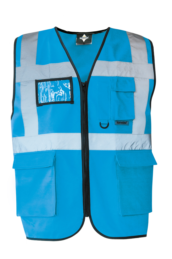 Korntex® Warnweste „Berlin“ - Multifunktional mit Taschen - Waldgrün/Signal-Gelb - XXL