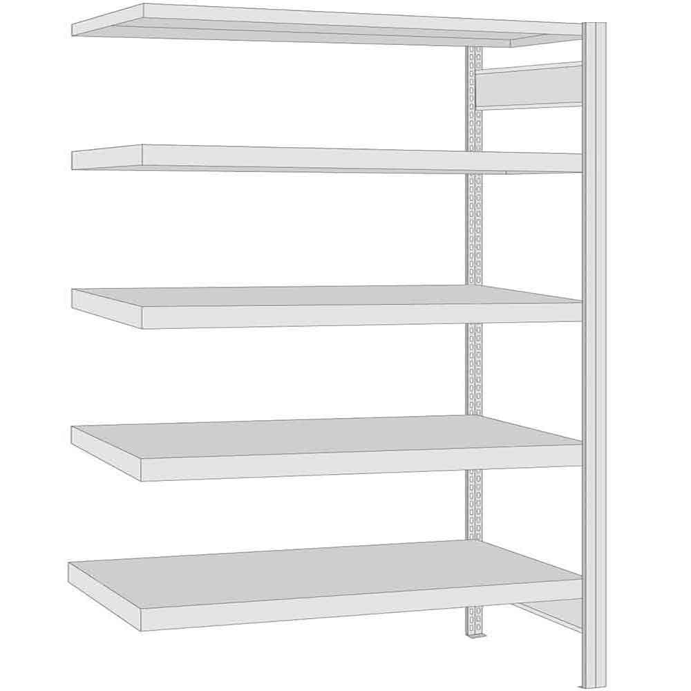 BERT-Loftregal - Anbaufeld - H 2500 x T 400 x B 1285 und 1695 mm - 6 Lagerebenen - 250 kg