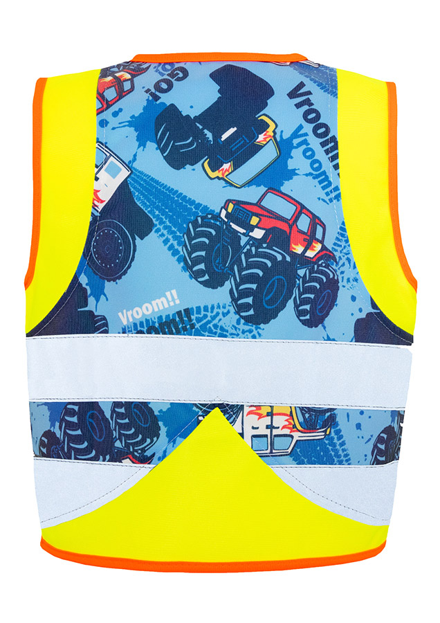 Korntex® Kinder Warnweste Action „Working Heroes“ - CO2 Neutral - Blau/Traktor - XS