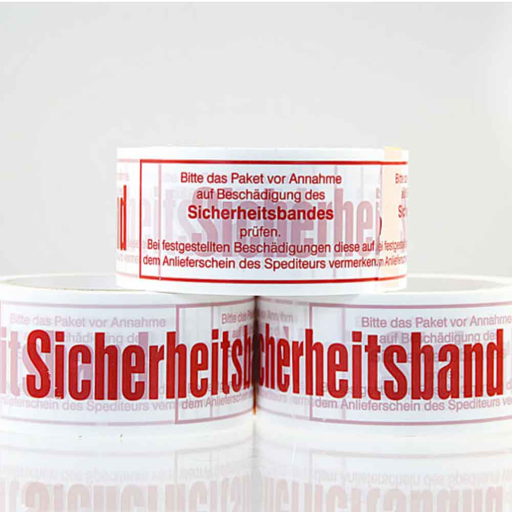 Selbstklebendes PVC-Packband - Text: Sicherheitsband - 2 Farben