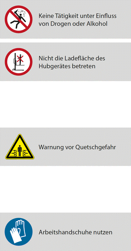 Gebrauchs- und Sicherheitshinweise für Scherenhubwagen, Hubtischwagen und Stapler