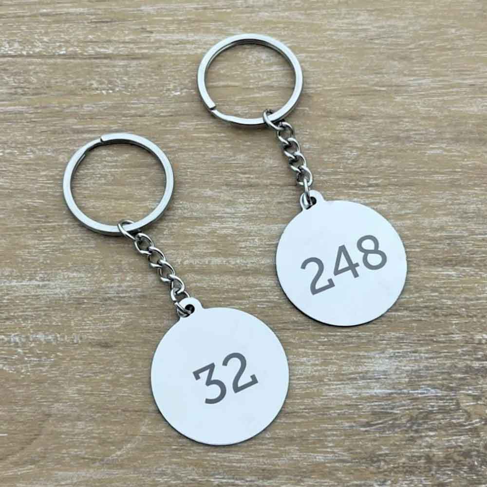 Zahlenmarken Edelstahl - mit Metallkette und Schlüsselring - 1-4-stellig - rund