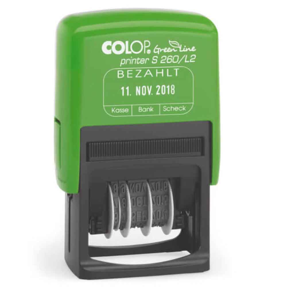 Colop Green Line Printer S260L mit Datum und Standardtext Colop Green Line Printer S260L mit Datum und Standardtext