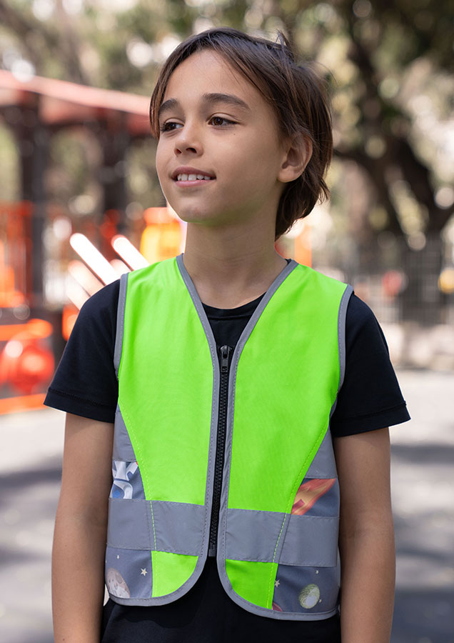 Korntex® Kinder Warnweste Action „Working Heroes“ - CO2 Neutral - Blau/Traktor - XS