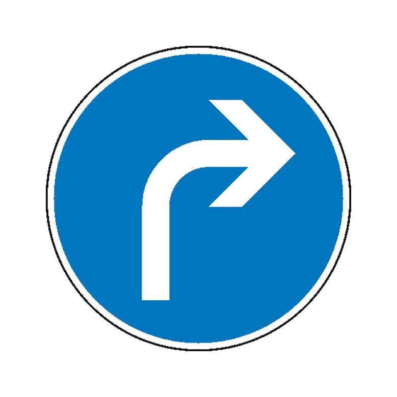 Verkehrszeichen - StVO - Vorgeschriebene Fahrtrichtung rechts - 2 Größen