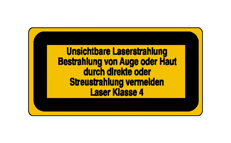 Warn-Zusatzschild - Laserkennzeichnung - Unsichtbare Laserstrahlung Bestrahlung von Auge oder Haut ... - Laser Klasse 4
