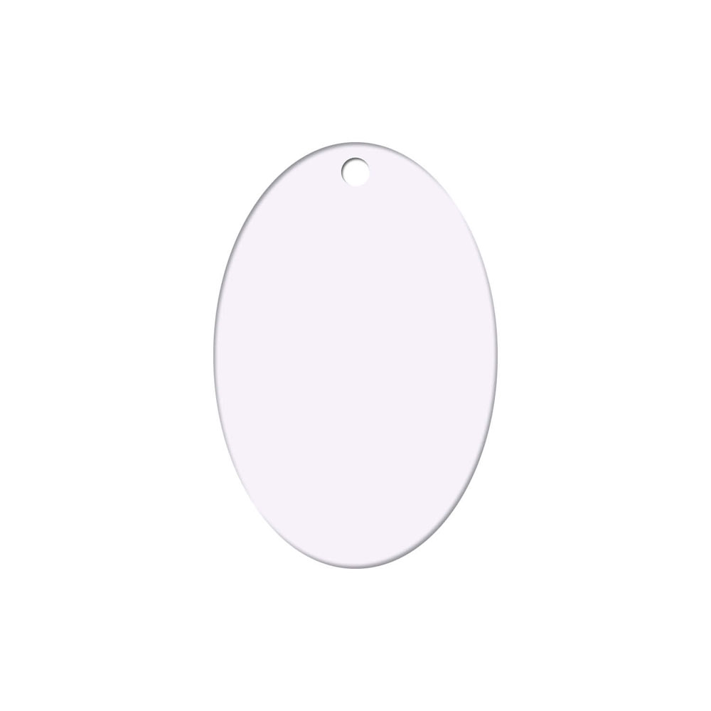 Schlüsselanhänger - Ovalform - Alu Silber matt - Blanko ohne Gravur - mit Bohrung