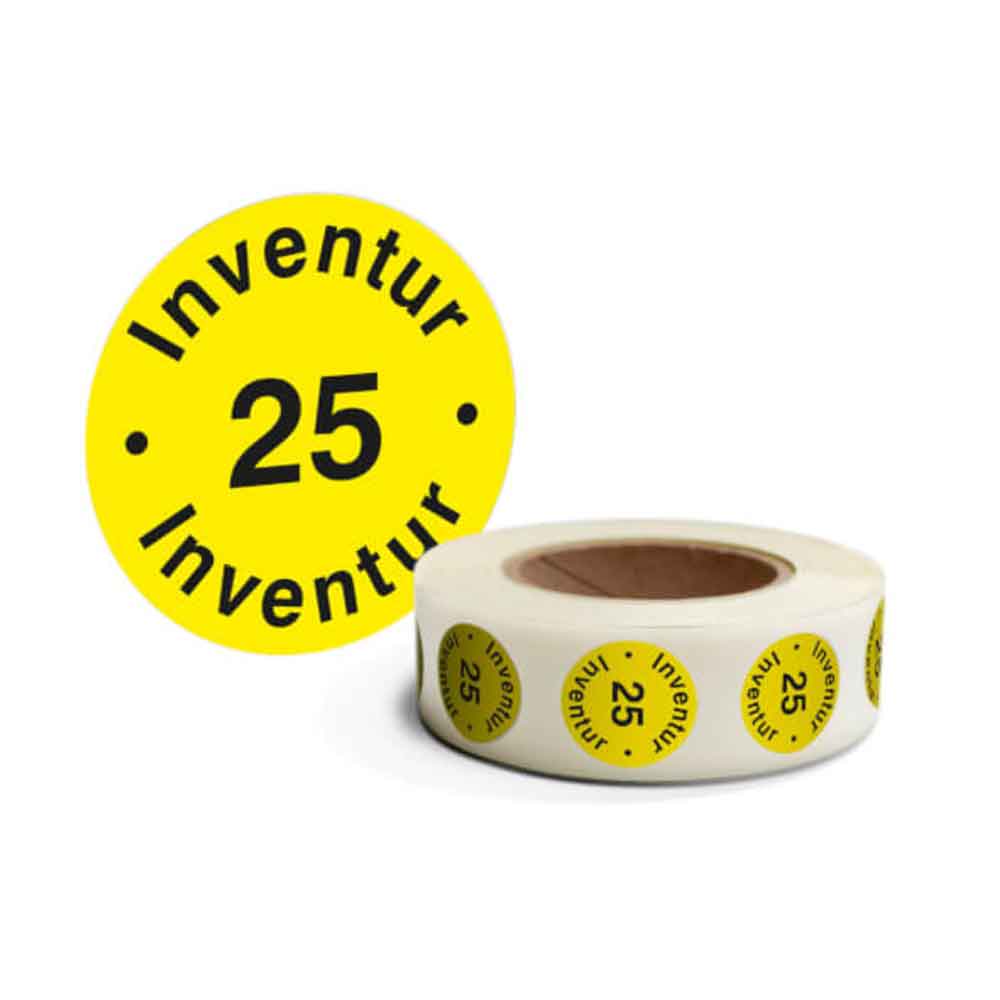 Inventur-Etiketten - Text: Inventur - mit Jahreszahl - in 4 Farben