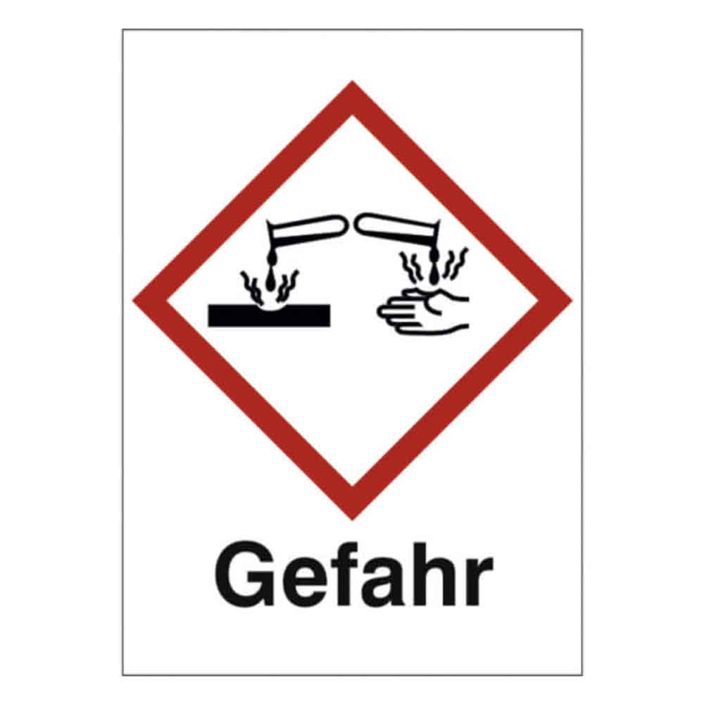 GHS-Gefahrstoffetikett - Kombischild mit Text: Gefahr