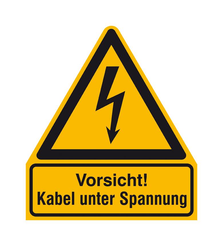 Warn-Kombischild - Vorsicht! Kabel unter Spannung