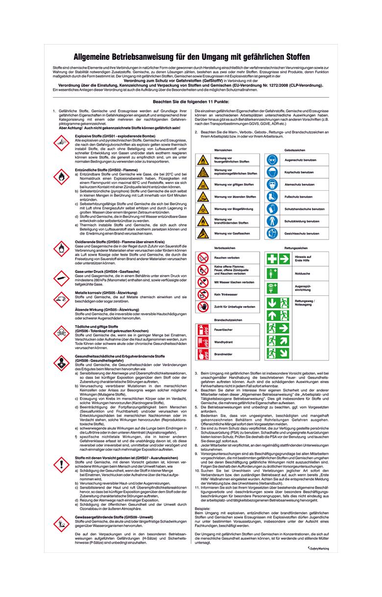 Aushang Gefahrstoffe - Allgemeine Betriebsanweisung für den Umgang ...