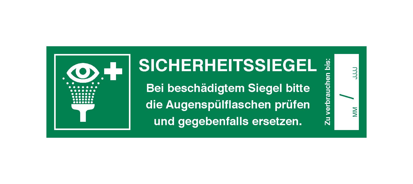 Sicherheitssiegel für Erste Hilfe - Augenspülstation