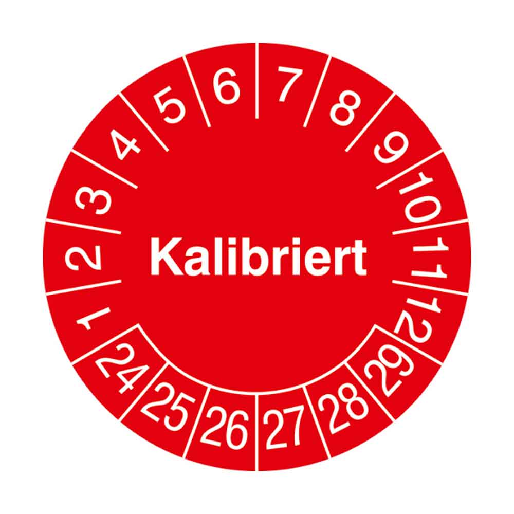 Prüfplakette auf Rolle - Kalibriert