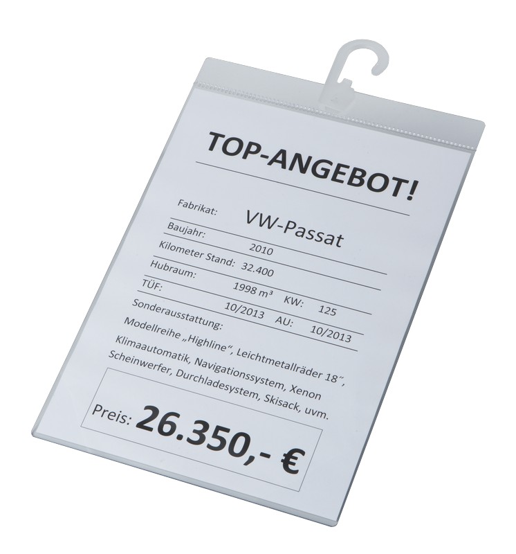 30.10.100.0.00_02_002_Preisblatthalter-47375b Info-Preisblatthalter - DIN A4 Hochformat - Saugnapf