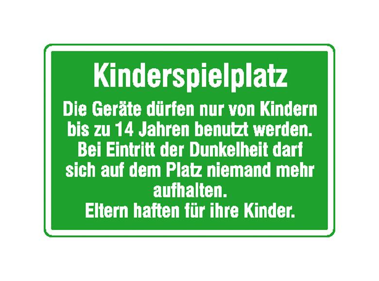 Spielplatzschild - Kinderspielplatz - Die Geräte dürfen nur von Kindern ...