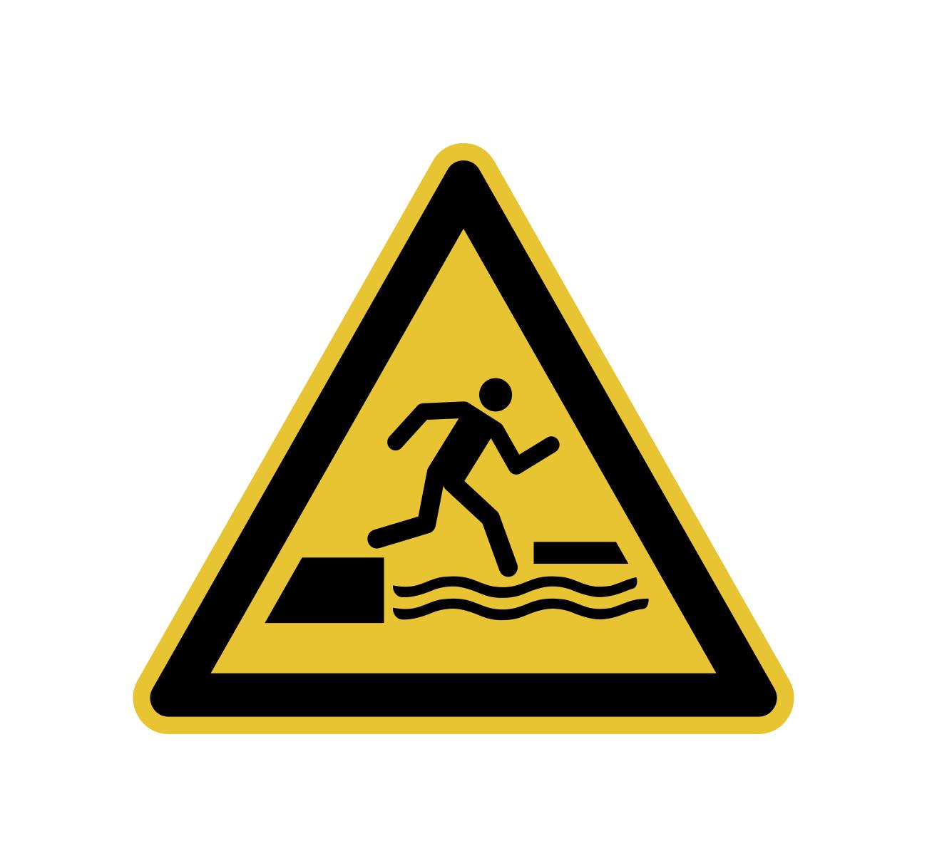 Warnschild - Warnung vor dem ins Wasser fallen beim Betreten ...