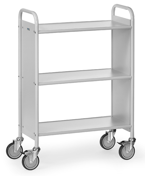 4870-26e0f6 Bürowagen - 3 Ladeflächen 720 x 350 mm - in Lichtgrau - Tragkraft 150 kg