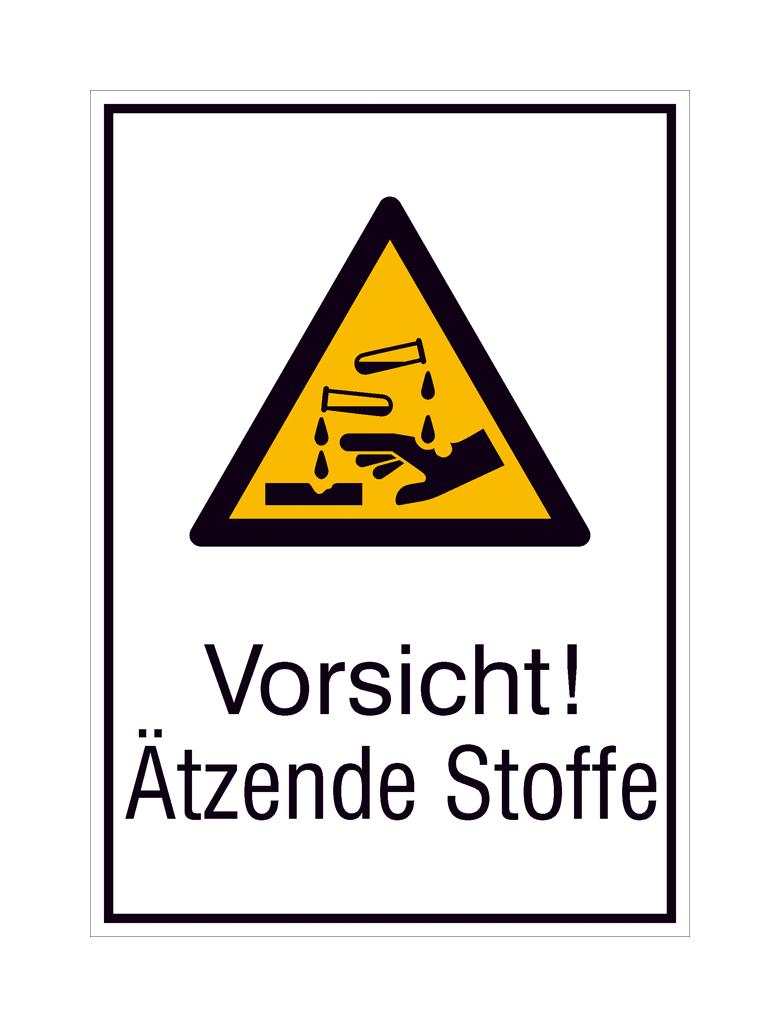 Warn-Kombischild - Vorsicht! Ätzende Stoffe