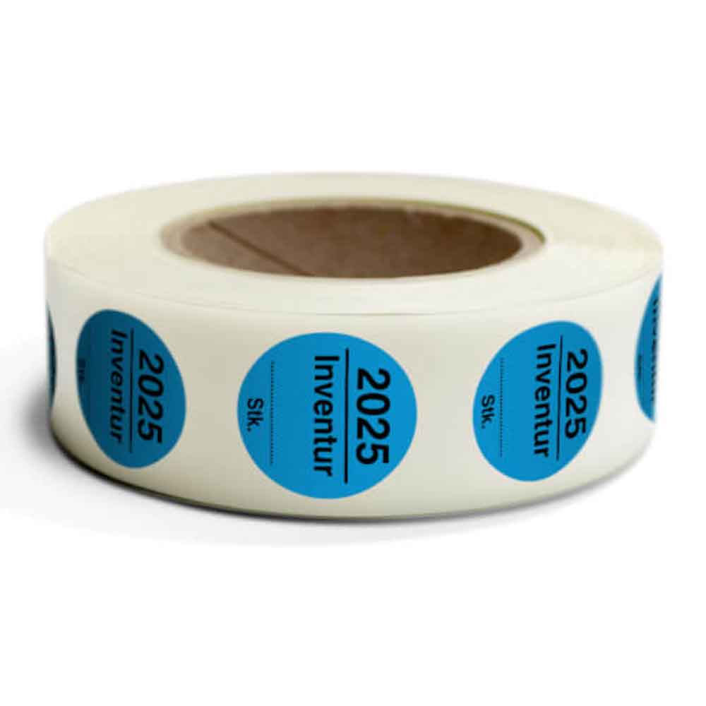 Inventur-Etiketten - mit Jahreszahl und Stückzahlfeld - selbstklebend - in 4 Farben