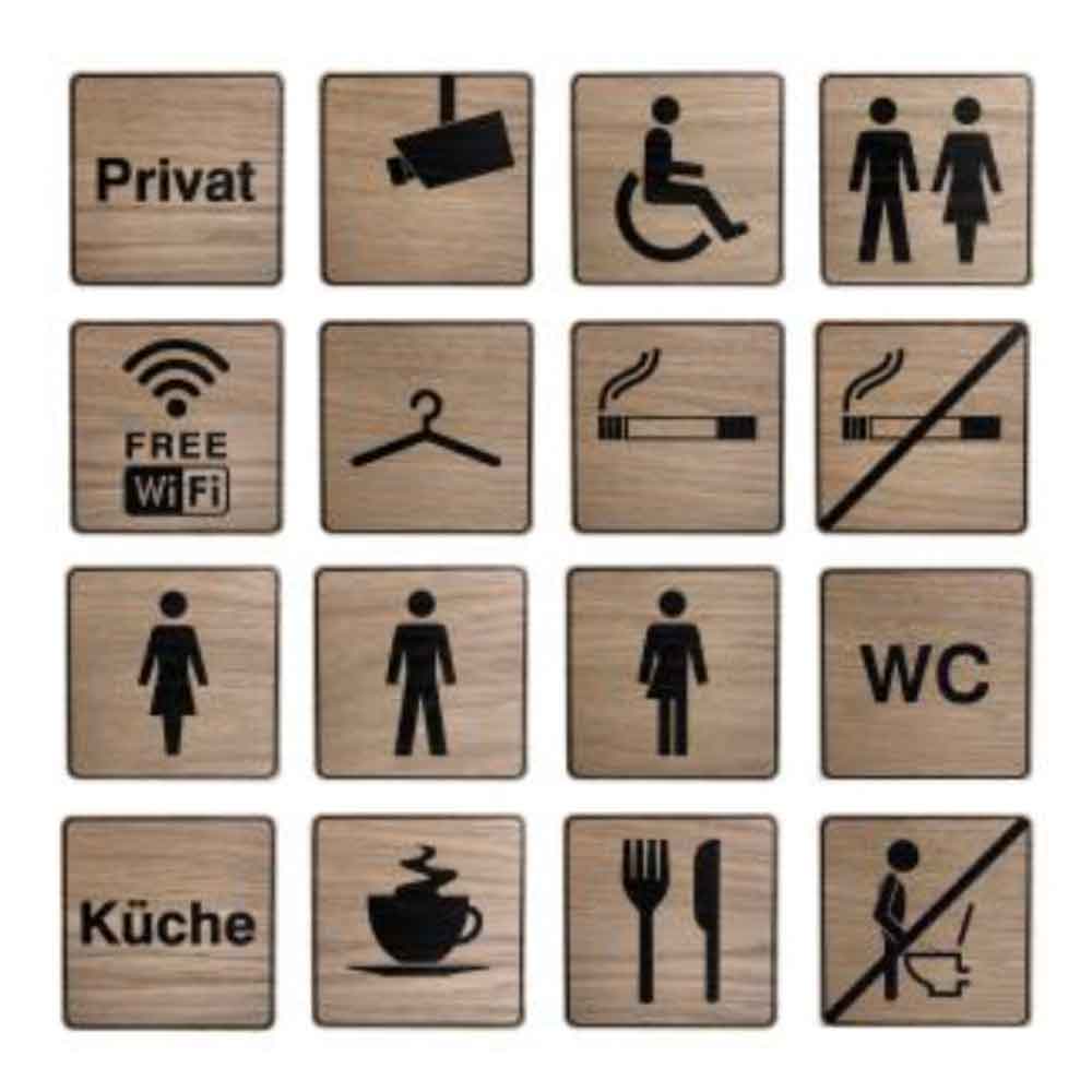Tello Wood Türschild eckig - stilvolles Türschild aus Holz - verschiedene Symbole in Schwarz Tello Wood Türschild eckig - stilvolles Türschild aus Holz - verschiedene Symbole in Schwarz