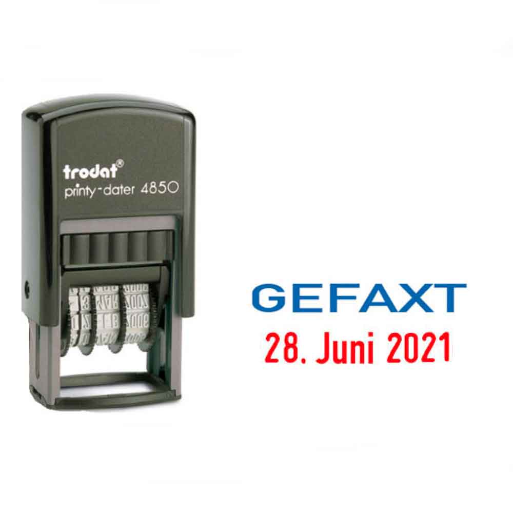 Trodat Printy 4850 - Datumstempel - 4 Standardtexte - 2-farbiges Kissen