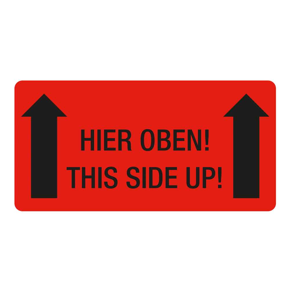 Warn- bzw. Verpackungsetiketten - selbstklebend in Signalrot auf Rolle