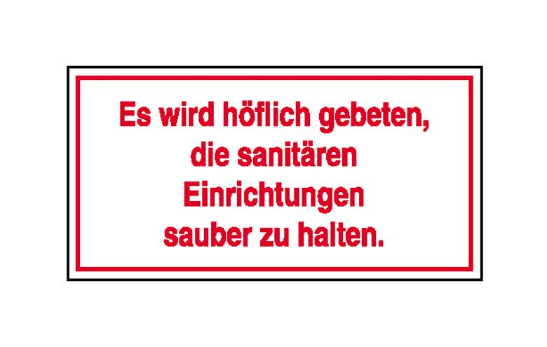 39-25-315-0-00-058-hinweisschild-gewerbe-und-privat-es-wird-hoflich-gebeten-die-sanitaren-215332-5a1e7d Hinweisschild - Gewerbe und Privat - Text: Es wird höflich gebeten, die sanitären ...