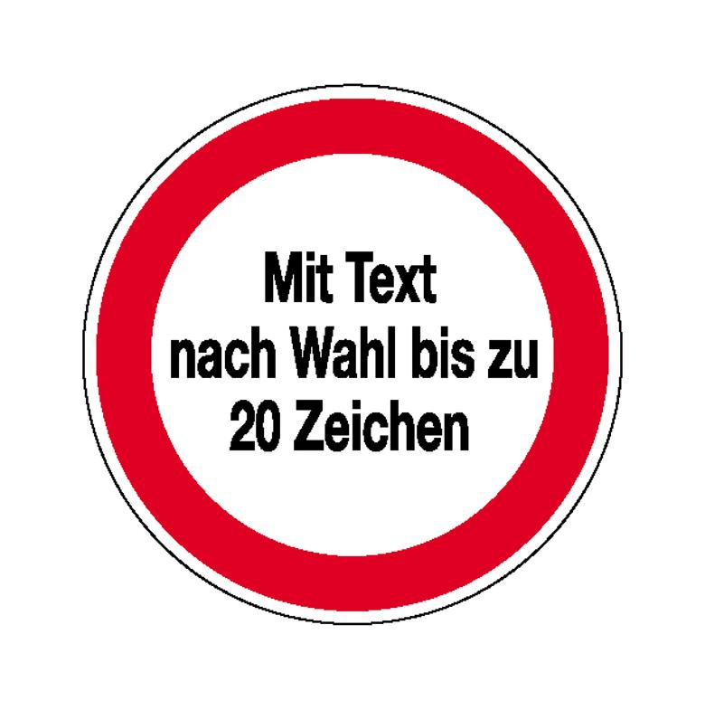 Hinweisschild - Betriebskennzeichnung - Verbotszeichen mit max. 20 Zeichen Text nach Wahl