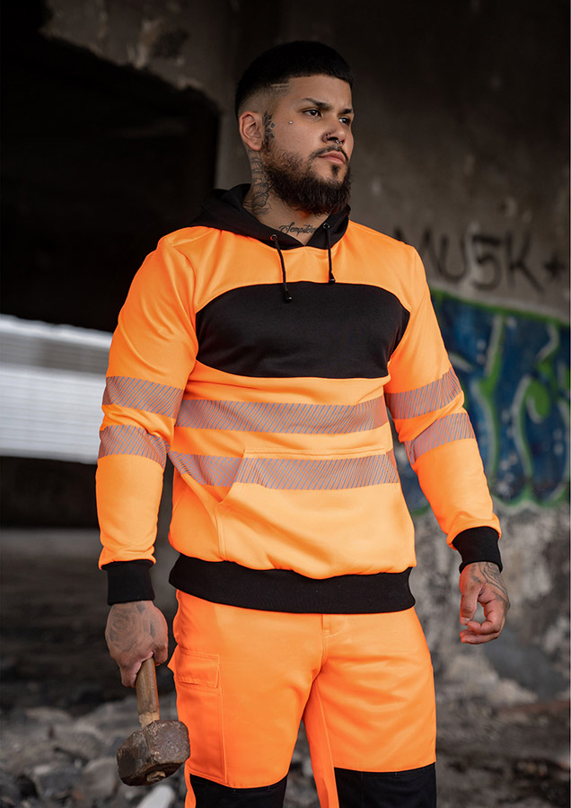Korntex® - EOS - Hi-Vis Hoodie mit schwarzer Brustpartie - Signal-Gelb/Schwarz - 3XL
