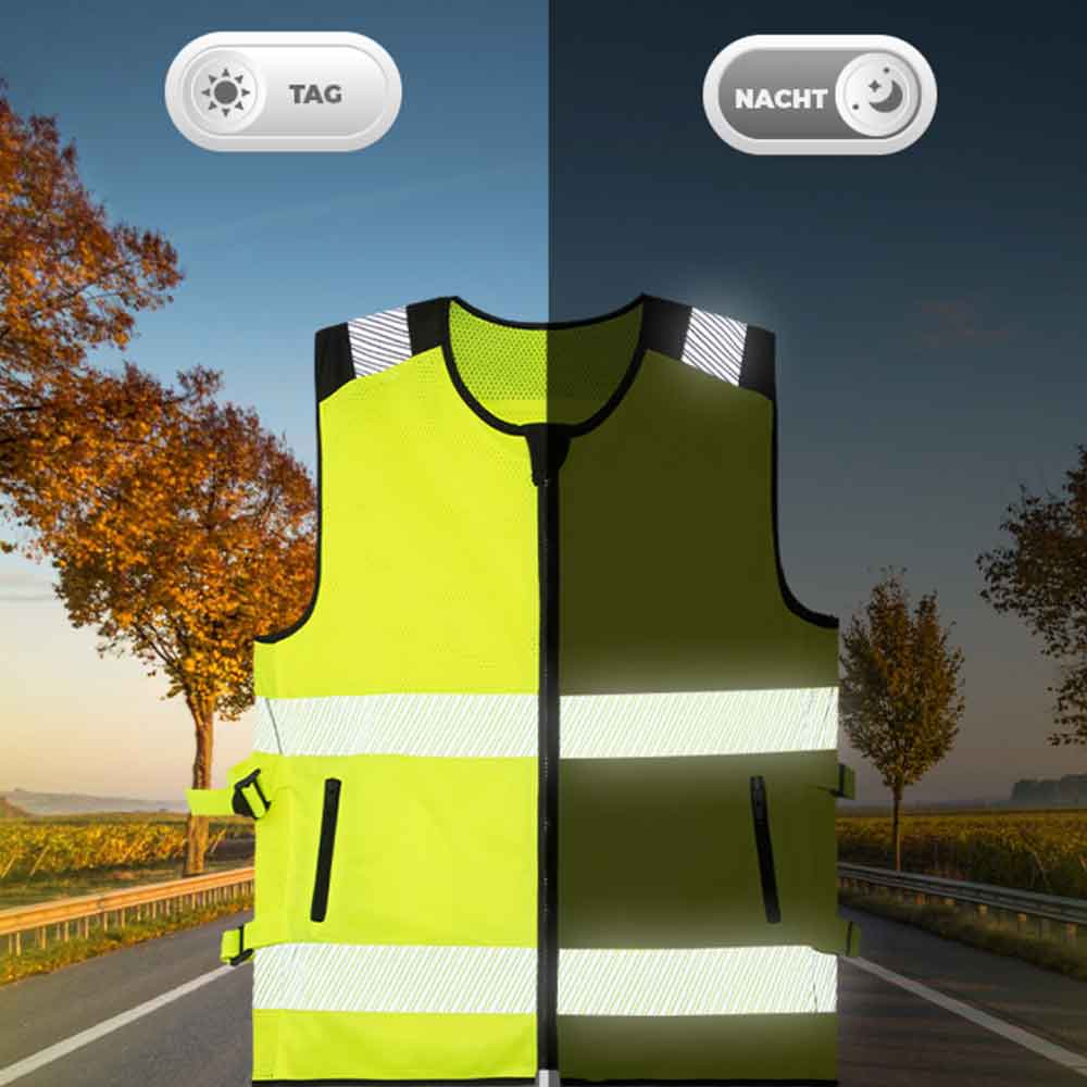 Korntex® Hi-Vis Mesh Motorradweste „Naxos“ im "Street-Ready Look" - Signal-Gelb