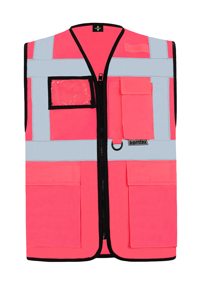Korntex® Warnweste „Berlin“ - Multifunktional mit Taschen - Waldgrün/Signal-Gelb - XXL