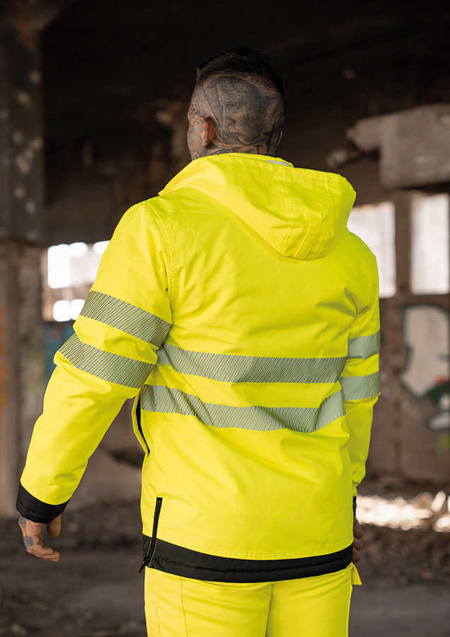 Korntex® - EOS - Hi-Vis Parka mit schwarzer Brustpartie - Signal-Gelb/Schwarz - 3XL