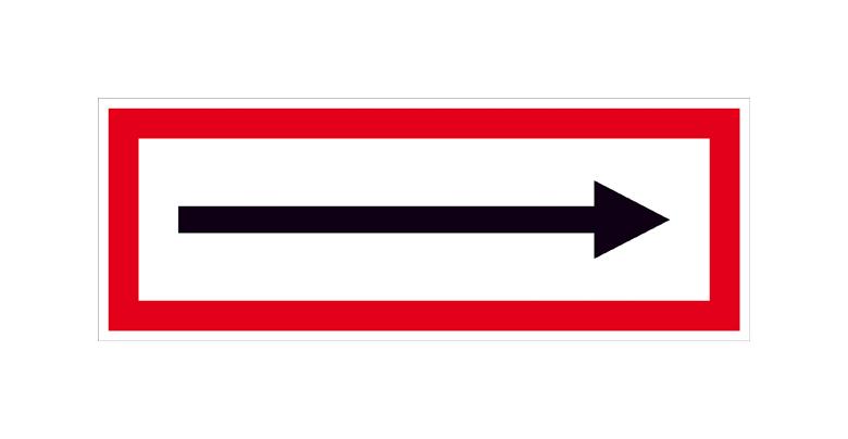Hinweisschild für die Feuerwehr - ----> (Richtungspfeil)
