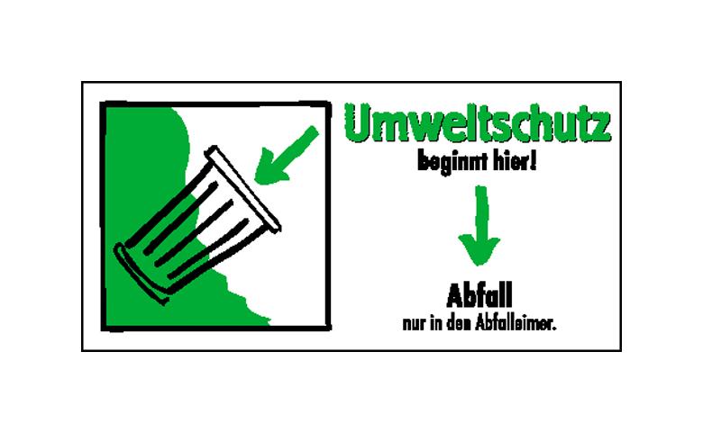 Etiketten - Umweltschutz beginnt hier! - Abfall nur in den Abfalleimer