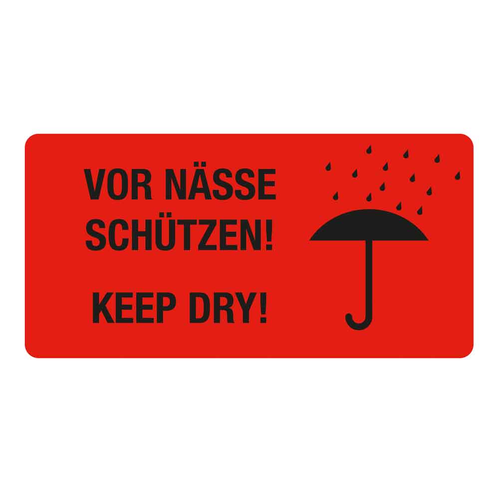 Warn- bzw. Verpackungsetiketten - selbstklebend in Signalrot auf Rolle