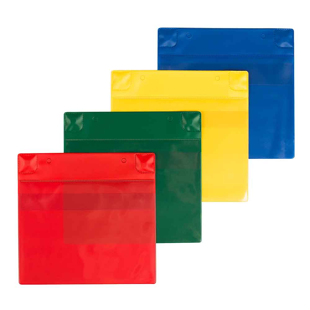 Magnet Taschen mit Regenschutzklappe - aus PVC - DIN A5 hoch und quer - 4 Farben