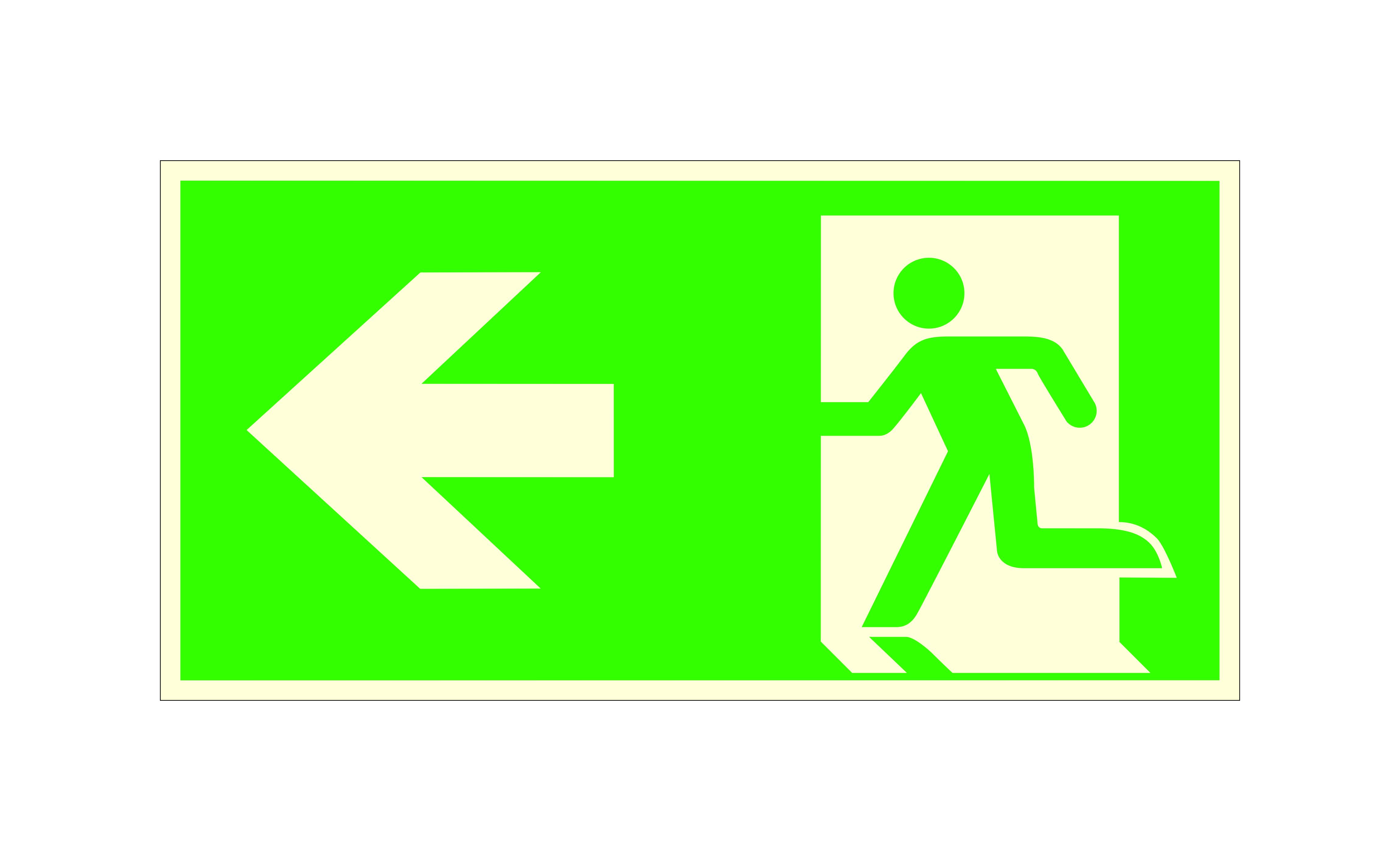 Fluchtwegschild - langnachleuchtend - Notausgang links, (Kombischild)