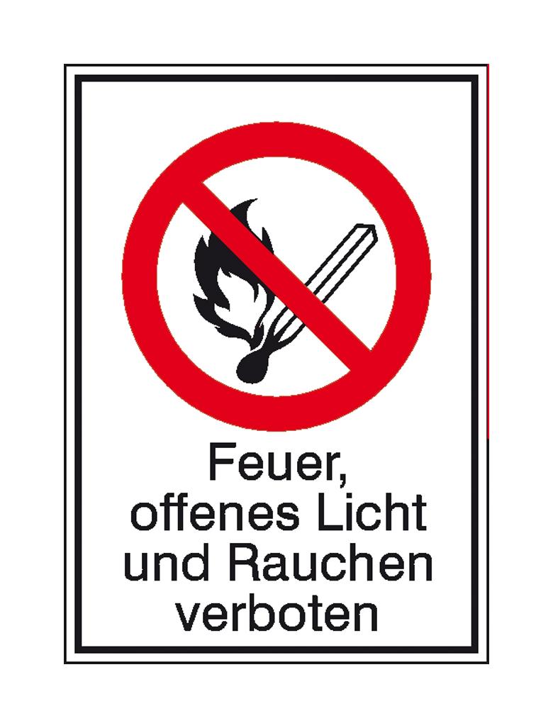 Verbots-Kombischild - Feuer, offenes Licht und Rauchen verboten